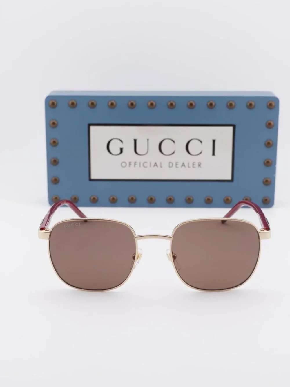 Gucci GG1799S 004 Square Sunglasses - Gold/Burgundy / Brown